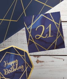 Navy Blue & Gold Geode 21st Birthday Party Supplies | Balloon | Decoration | Packs